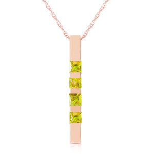 14K. SOLID GOLD NECKLACE BAR WITH NATURAL PERIDOTS (Rose Gold)